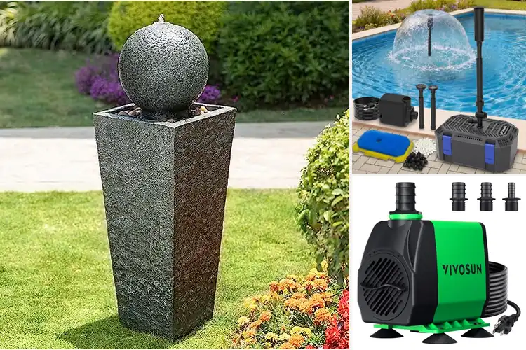 Detailed view of Best Outdoor Fountain Pump Included