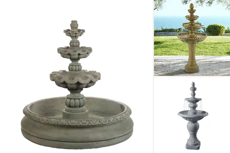 Detailed view of Best Tiered Stone Trim Water Fountain