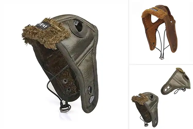 Detailed view of Best Vintage Two Buckle Dog Hat: Stylish, Cozy, Windproof